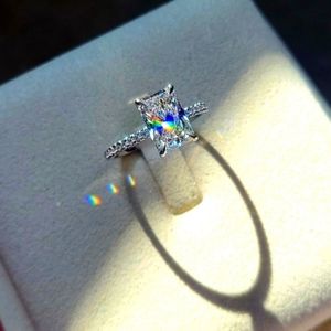 Solid 14k gold 2.5ct lab radiant diamond ring with side and Hidden halo lab diam